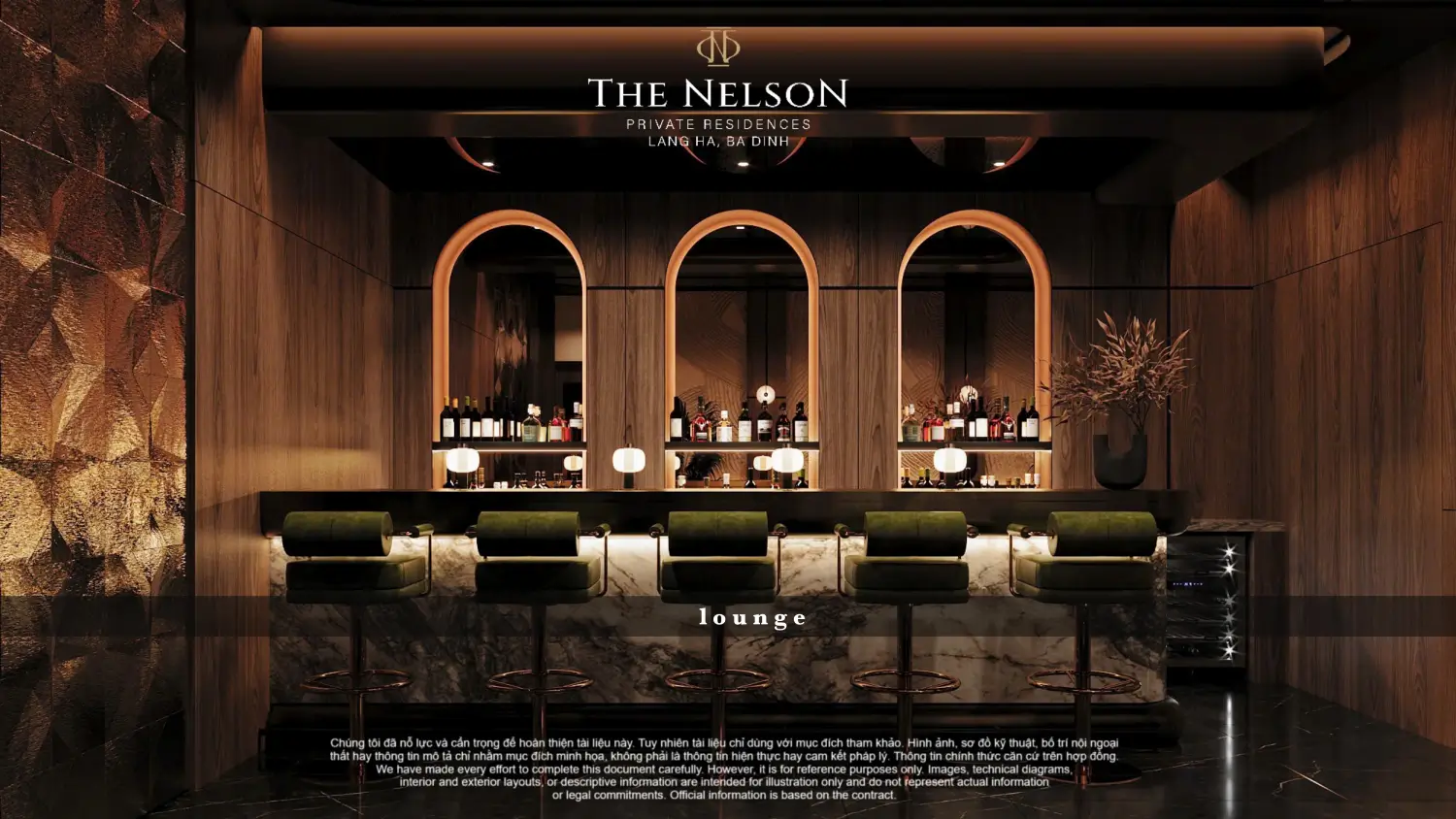 Lounge với tủ rượu vang riêng